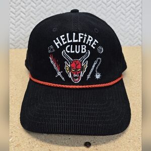 Stranger Things Hellfire Club Snapback Adjustable Corduroy Hat Cap  Netflix NWOT